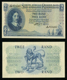 Nice 1962 South African Reserve Bank Two Rands Banknote Van Riebeeck P# 104b UNC