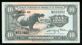 1960 Rwanda and Burundi Ten Francs Banknote Pick Number 2a Choice Extremely Fine