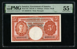 1953 Government of Jamaica 5 Shillings Banknote P# 37b King George VI AU 45 EPQ