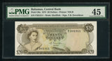 L1974 The Central Bank of The Bahamas 20 Dollars Banknote P# 39a Choice XF