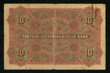 1905 German East Africa Bank 10 Rupien Banknote Pick Number 2 VG to About Fine