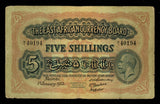 1933 East African Currency Board Five Shillings Banknote Pick Number 20 Nice F++