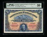 1941 Commercial Bank of Scotland Ltd 5 Pounds Sterling Banknote P# S328b VF30EPQ