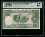 1940 North of Scotland Bank Ltd. 20 Pounds Sterling Banknote P# S646 PMG VF 25