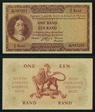 1962 South African Reserve Bank One Rand Banknote Van Riebeeck P# 103b AU 58 EPQ