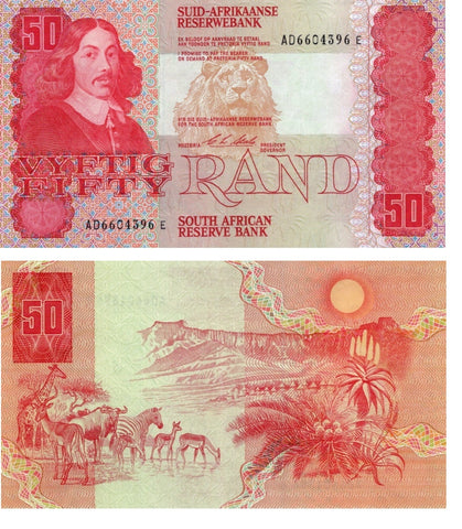 1990 South African Reserve Bank Fifty Rand Banknote Pick Number 122 Uncirculated