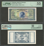 Currency 1 June 1933 Ethiopia 2 Thalers Emperor Haile Selassie Pick# 6 PMG AU 53