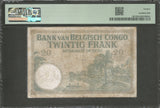 Rare 1929 Bank of Belgian Congo 20 Francs Banknote Pick No. 10f PMG Fine 12