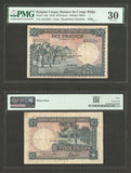 June 10, 1944 Bank of the Belgian Congo Ten Francs Banknote Pick 14D PMG VF 30