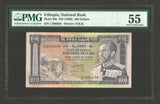 1966 ND Ethiopia 100 Dollars Banknote Emperor Haile Selassie Pick #29a PMG AU 55
