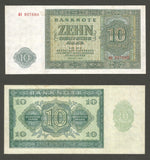 Nice 1948 German Democratic Republic 10 Mark Banknote Pick No. 12a Crisp XF++