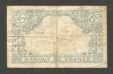 1912-17 France 5 Francs Banknote Pick #70 Blue Man and Woman Standing About VF
