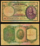 1949 Bank of Portugal 20 Escudos Banknote Pick No. 153a Antonio Luiz de Meneses