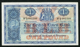 1949 One Pound Sterling Banknote The British Linen Bank Pick 157c VF+