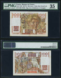 1952 France 100 Francs Banknote P128d Farmer Oxen People Dockside PMG Choice VF