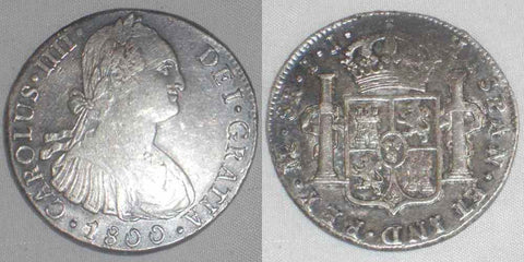 1800 Crown Size Peru Silver Coin Lima IJ Mint 8 Reales King Charles IIII KM# 97