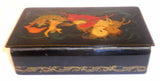 1973 Palekh Russian Lacquer Box 3-Horse Drawn Sled or Troika Signed Ryedouov