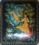 Palekh Russian Lacquer Box Vasilisa The Beautiful & Moon Horseman Artist Signed