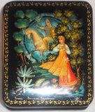 Palekh Russian Lacquer Box Vasilisa The Beautiful & Moon Horseman Artist Signed