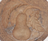 Antique Single Piece Lathe Turned Carved Wood Butter Print Unusual Pear Design Knob Shaped Handle