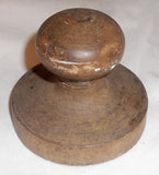 Antique Single Piece Lathe Turned Carved Wood Butter Print Unusual Pear Design Knob Shaped Handle