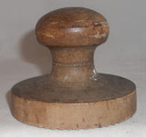 Antique Single Piece Lathe Turned Carved Wood Butter Print Unusual Pear Design Knob Shaped Handle