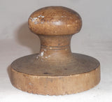 Antique Single Piece Lathe Turned Carved Wood Butter Print Unusual Pear Design Knob Shaped Handle