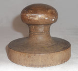 Antique Single Piece Lathe Turned Carved Wood Butter Print Unusual Pear Design Knob Shaped Handle