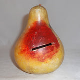 Antique Painted Stoneware Pear Form Still Coin Bank Horizontal Coin Slot