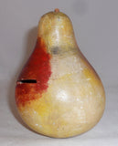 Antique Painted Stoneware Pear Form Still Coin Bank Horizontal Coin Slot
