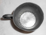 Antique Pewter Small Drinking Cup Round Base, Curved Sides, and Applied Handle