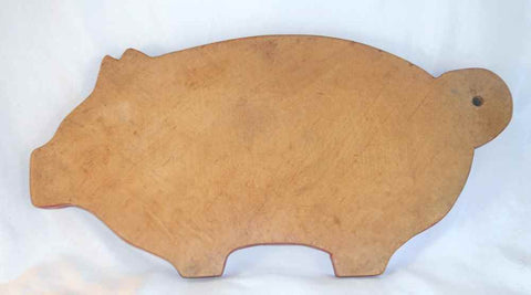 Antique Cut Plank Maple Wood Food Cutting Board Pig Form Red Paint
