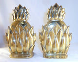 Vintage Newport Line Cast Brass Pineapple Bookends By Virginia Metalcrafters