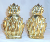 Vintage Newport Line Cast Brass Pineapple Bookends By Virginia Metalcrafters