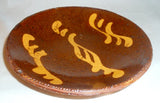 Antique ~7 Inch Lead Glazed Yellow Slip Decorated Redware Plate Southeastern PA