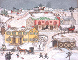 1967 Water Gouache Folk-art Painting of Amish Farm in Winter By John Kauffman