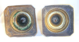 Pair Antique 10 1/2" Tall Push Rod Brass Candlestick Holders Square Chamfer Base