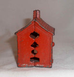 Antique Cast Iron A.C. Williams One Story Colonial House Orange Still Penny Bank