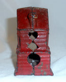Old Cast Iron J & E Stevens Still Penny Bank 2-Story Victorian House 2 Chimneys