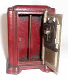 Antique Cast Iron Kenton Toys Red Painted Radio Penny Bank with Combination Lock