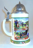 Military BMF German Regimental Stein Pewter Lid Infantry Unit in Action Scenes