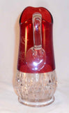 Antique 1896 Ruby Flash Glass Tall Pitcher with Handel Atlantic City NJ "Mother"