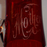 Antique 1896 Ruby Flash Glass Tall Pitcher with Handel Atlantic City NJ "Mother"