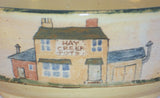 1992 Glazed Stoneware Deep Bowl Houses Trees Hay Creek Pots Bldg. Russell Henry
