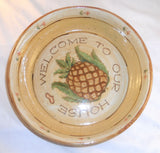 1984 Russell Henry Glazed Deep Pottery Dish Colorful Pineapple & Heart Design