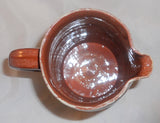 1976 Glazed Redware Pitcher Pennsylvania German Country Scene by Russell Henry