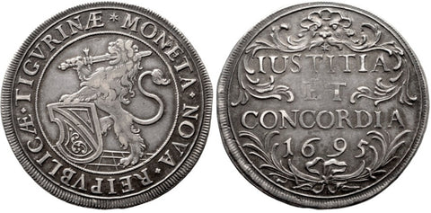 Rare 1695 Swiss Silver Coin One Thaler Zurich Canton Republic Rampant Lion VF++