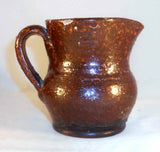 Antique Schofield Dark Brown Lead Glazed Redware Creamer Spout & Applied Handle