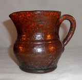 Antique Schofield Dark Brown Lead Glazed Redware Creamer Spout & Applied Handle