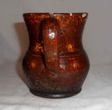 Antique Schofield Dark Brown Lead Glazed Redware Creamer Spout & Applied Handle